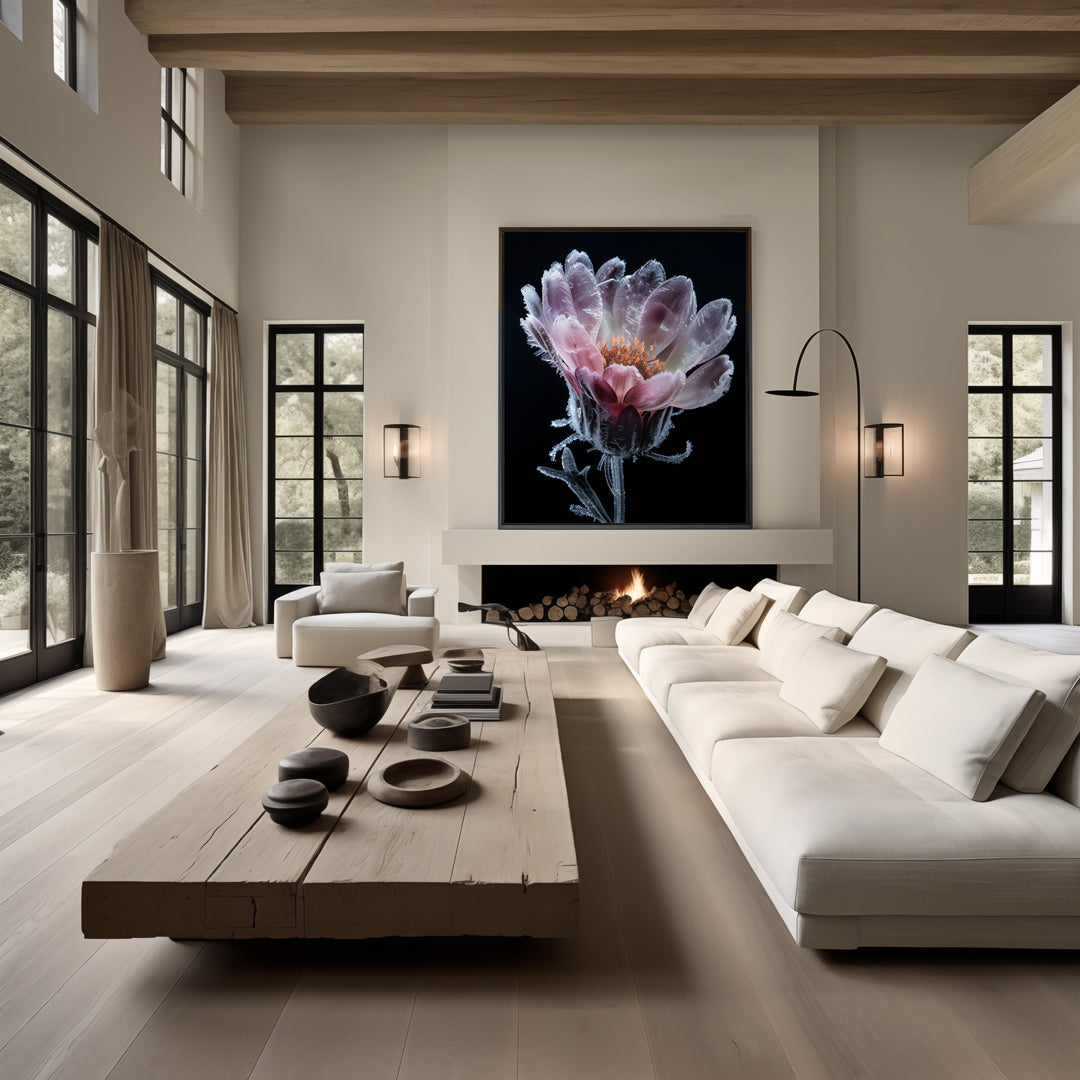 Frosty Bloom - Bloemen schilderij- plexiglas schilderij - kunst