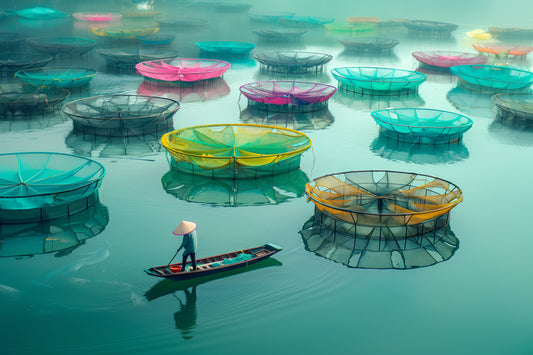 Vietnamese Fishing nets- plexiglas schilderij - kunst